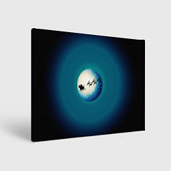 Холст прямоугольный Санта на оленях - градиент, цвет: 3D-принт