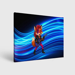 Холст прямоугольный Лиса в косухе и гитарой - рок звезда, цвет: 3D-принт