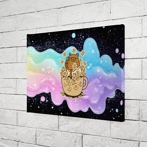 Картина прямоугольная Менеджер капибара в кружке в стикерах / 3D-принт – фото 3