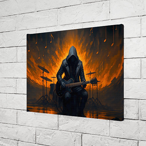Картина прямоугольная Гитарист играющий в пламени / 3D-принт – фото 3