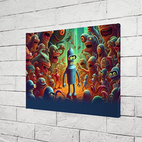 Картина прямоугольная Робот-сгибальщик Бендер среди чудовищ / 3D-принт – фото 3