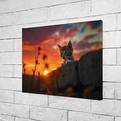Холст прямоугольный Любопытный котёнок и закат, AIPs, цвет: 3D-принт — фото 2