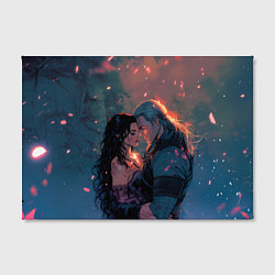 Холст прямоугольный Йеннифэр и Геральт и розовые лепестки, цвет: 3D-принт — фото 2