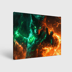 Холст прямоугольный Мифический волк в огне, цвет: 3D-принт
