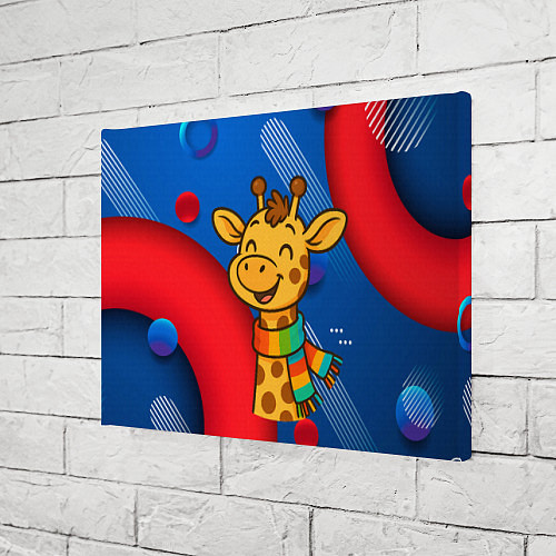 Картина прямоугольная Радостныйй жираф в шарфе / 3D-принт – фото 3