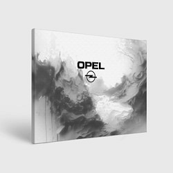 Холст прямоугольный Opel на сером абстрактном фоне, цвет: 3D-принт