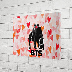 Холст прямоугольный BTS на фоне сердечек, цвет: 3D-принт — фото 2