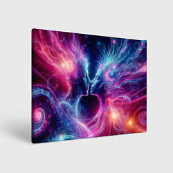Холст прямоугольный Космический поцелуй - неоновое свечение, цвет: 3D-принт