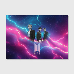 Холст прямоугольный BTS на фоне молний, цвет: 3D-принт — фото 2