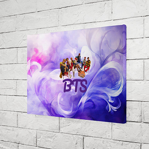 Картина прямоугольная BTS сидят на стульях фиолетовый фон / 3D-принт – фото 3
