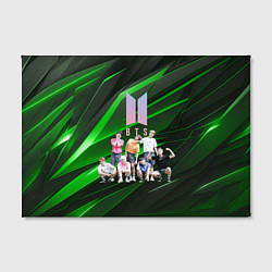 Холст прямоугольный BTS на черно-зеленом фоне, цвет: 3D-принт — фото 2