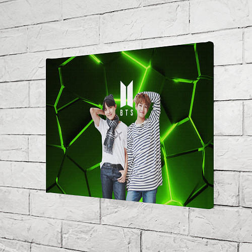 Картина прямоугольная BTS зеленые неоновые плиты / 3D-принт – фото 3