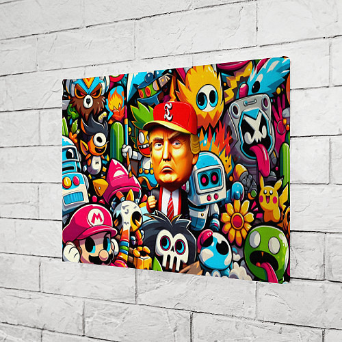 Картина прямоугольная Дональд Трамп в компании мультяшных персонажей / 3D-принт – фото 3