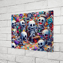 Холст прямоугольный Смеющиеся прикольные скелетики - нейроарт, цвет: 3D-принт — фото 2