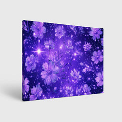 Холст прямоугольный Цветочный индиго с искрами, цвет: 3D-принт