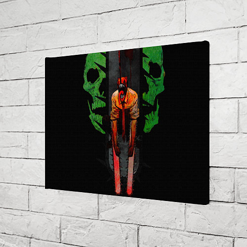 Картина прямоугольная Дэндзи с черепами Человек бензопила / 3D-принт – фото 3