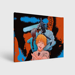 Холст прямоугольный Дэндзи и Макима из Человек бензопила, цвет: 3D-принт