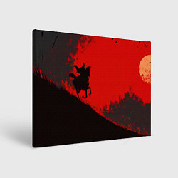 Холст прямоугольный Лошадь скачет на красном фоне, цвет: 3D-принт