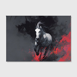 Холст прямоугольный Белая лошадь на фоне мазков краски, цвет: 3D-принт — фото 2