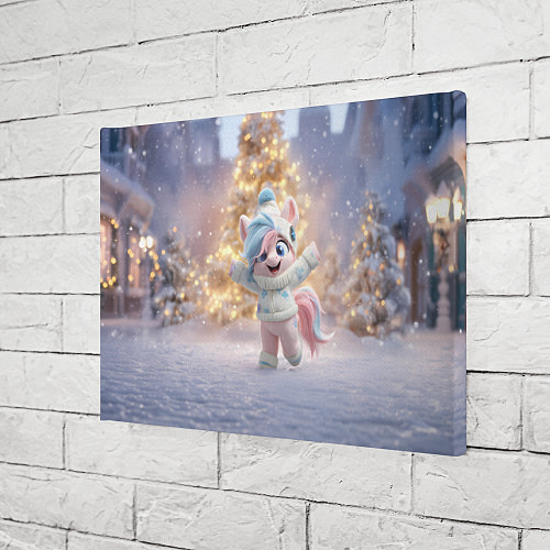 Картина прямоугольная Маленькая лошадка встречает Новый год / 3D-принт – фото 3