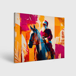 Холст прямоугольный Дед Мороз на коне, цвет: 3D-принт