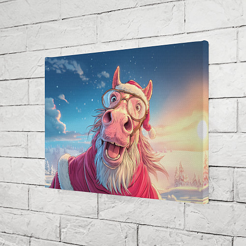 Картина прямоугольная Радостный новогодний конь / 3D-принт – фото 3