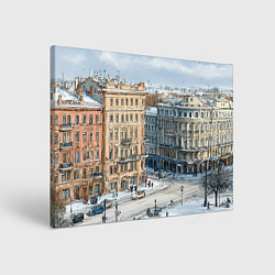 Холст прямоугольный Зимняя улица Питера, цвет: 3D-принт