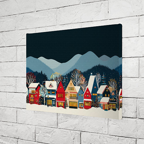 Картина прямоугольная Новогодний городок в горах / 3D-принт – фото 3