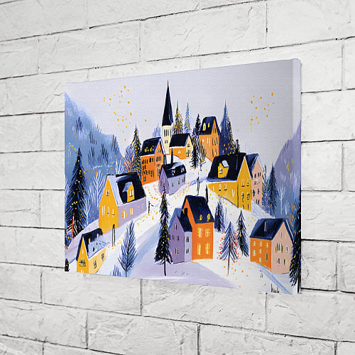 Картина прямоугольная Новогодние домики на горе / 3D-принт – фото 3