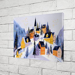 Холст прямоугольный Новогодние домики на горе, цвет: 3D-принт — фото 2