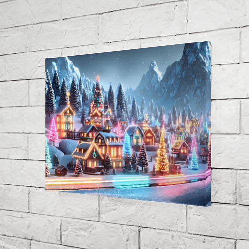 Картина прямоугольная Городок в новогодних огоньках / 3D-принт – фото 3