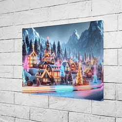 Холст прямоугольный Городок в новогодних огоньках, цвет: 3D-принт — фото 2