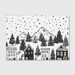 Холст прямоугольный Заснеженный черно-белый город, цвет: 3D-принт — фото 2