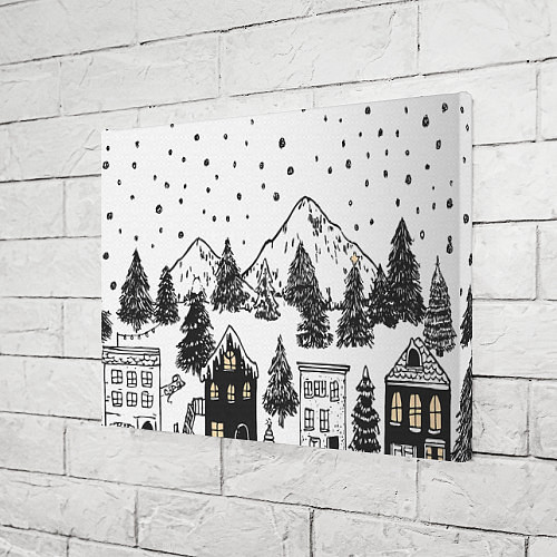 Картина прямоугольная Заснеженный черно-белый город / 3D-принт – фото 3