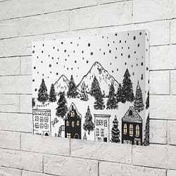 Холст прямоугольный Заснеженный черно-белый город, цвет: 3D-принт — фото 2