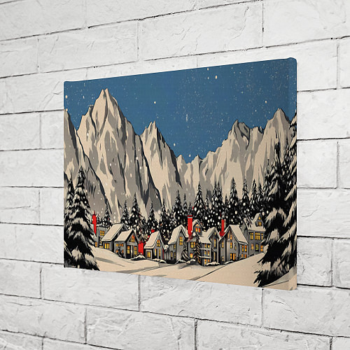Картина прямоугольная Небольшой новогодний город в горах / 3D-принт – фото 3