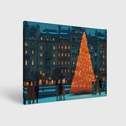 Холст прямоугольный Городская светящаяся елка, цвет: 3D-принт