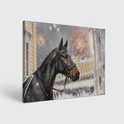 Холст прямоугольный Конь на фоне салюта, цвет: 3D-принт