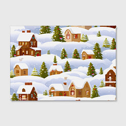 Холст прямоугольный Новогодние домики и елочки, цвет: 3D-принт — фото 2