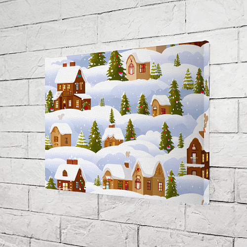 Картина прямоугольная Новогодние домики и елочки / 3D-принт – фото 3
