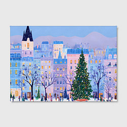 Холст прямоугольный Новогодний двор, цвет: 3D-принт — фото 2