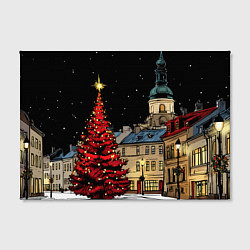 Холст прямоугольный Красная новогодняя елка, цвет: 3D-принт — фото 2