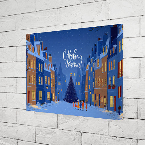 Картина прямоугольная С новым год - праздничный дворик / 3D-принт – фото 3