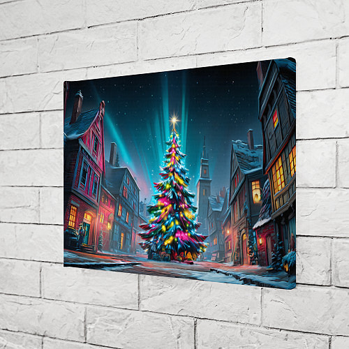 Картина прямоугольная Новогодняя елка в гирляндах / 3D-принт – фото 3