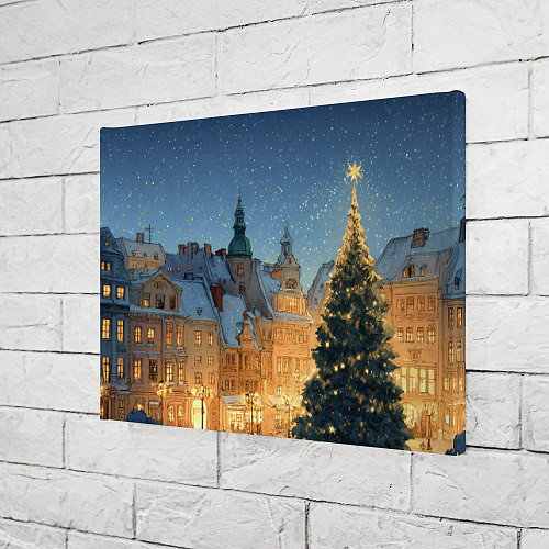 Картина прямоугольная Новый год в старом городе / 3D-принт – фото 3