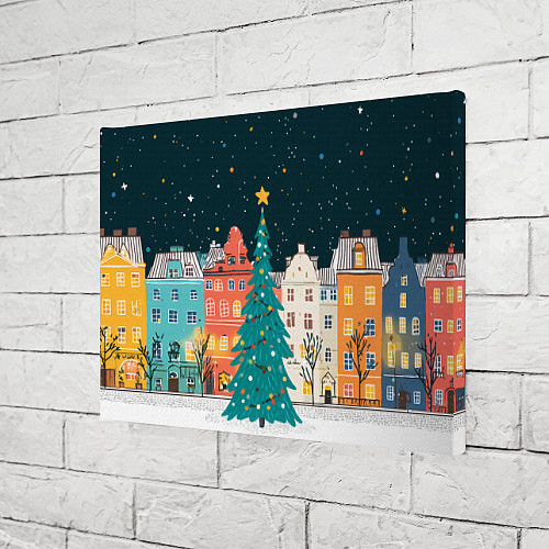 Картина прямоугольная Новогодняя ночь в городе / 3D-принт – фото 3