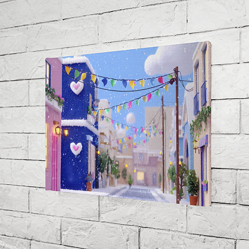 Картина прямоугольная Предновогодний праздничный дворик / 3D-принт – фото 3