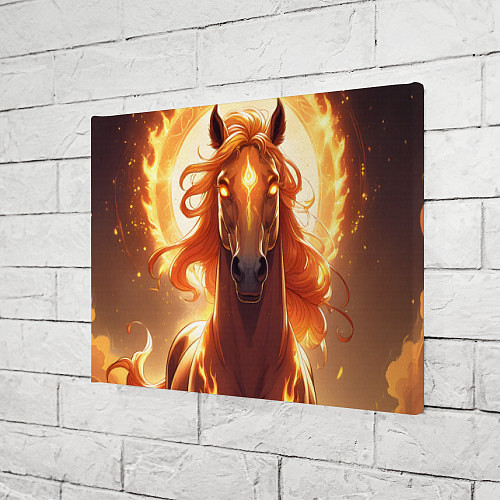 Картина прямоугольная Огненная лошадь в свечении / 3D-принт – фото 3