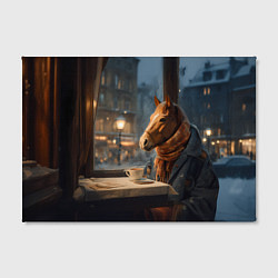 Холст прямоугольный Лошадь в кафе ищет новогоднее настроение, цвет: 3D-принт — фото 2