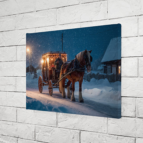 Картина прямоугольная Новогодняя лошадка с повозкой / 3D-принт – фото 3